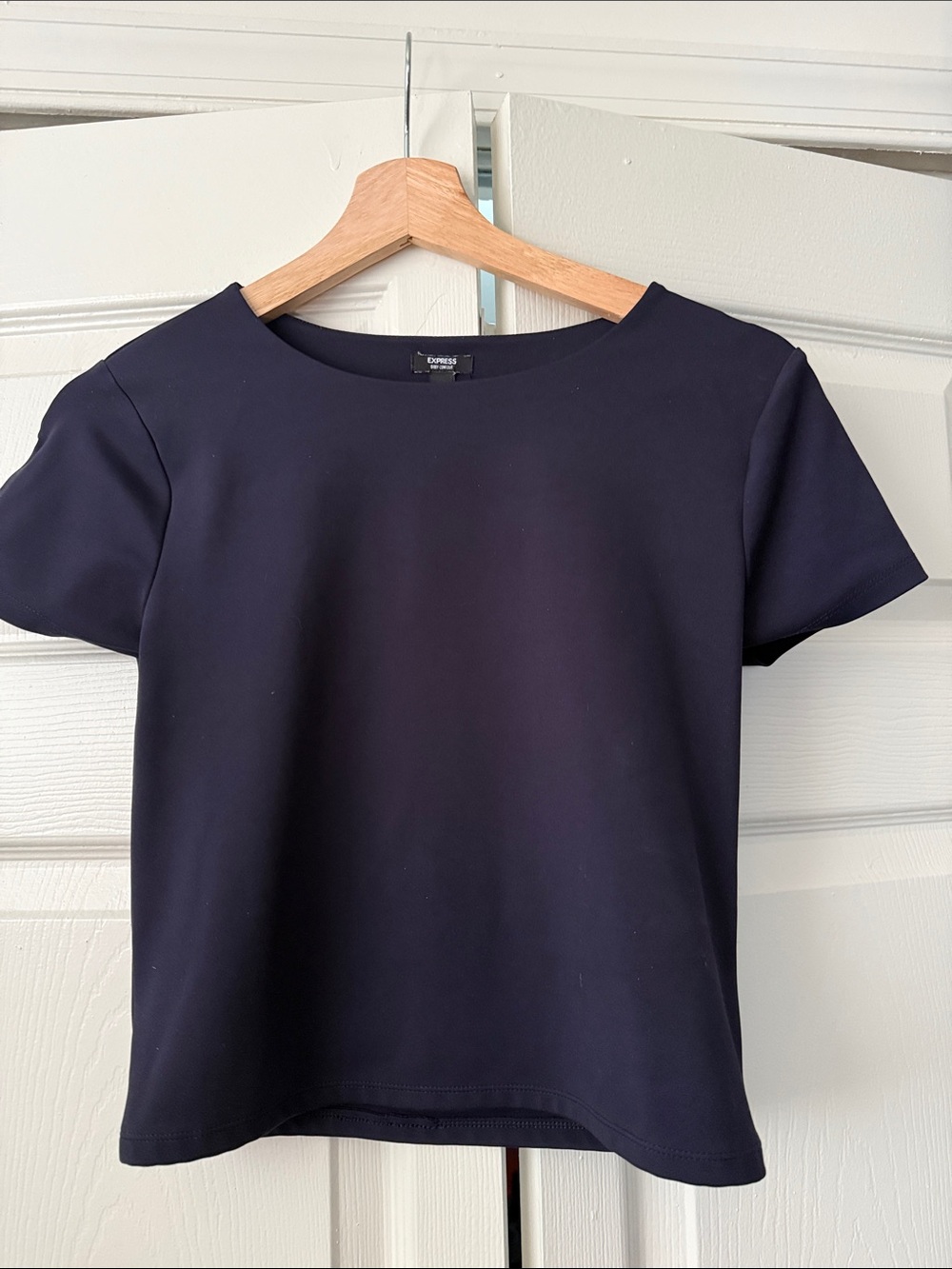 Express Navy Short Sleeve Crewneck Top